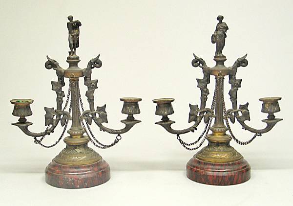 Appraisal: A pair of French Aesthetic gilt bronze and rouge griotte