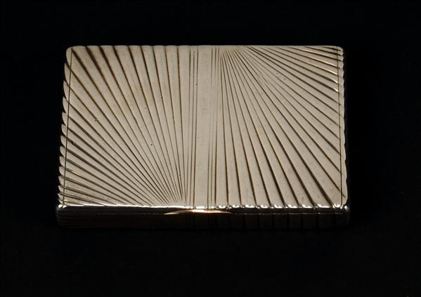 Appraisal: A Russian silver coloured rectangular snuff or tobacco box Kokoshnik