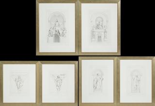 Appraisal: Group of Six Black and White Prints of Vatican Sta