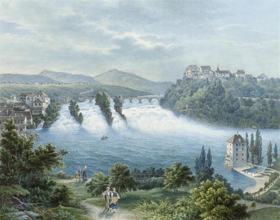 Appraisal: SCHAFFHAUSEN - RHEINFALL -Anonymous circa The Rhine falls at Schaffhausen