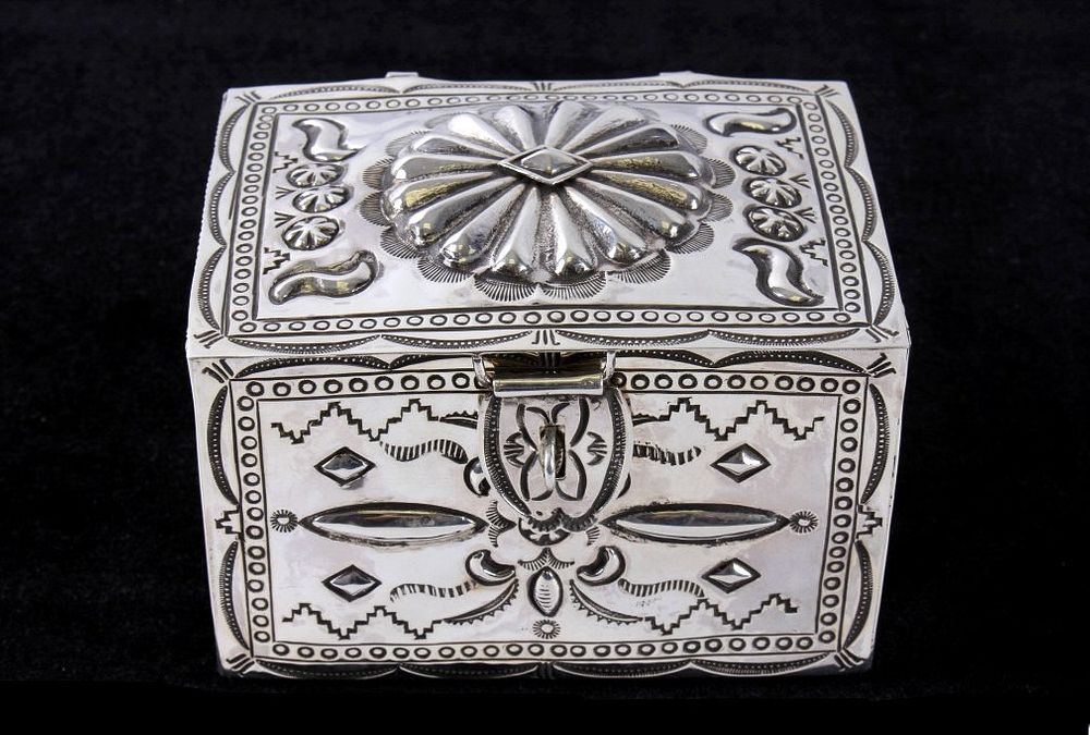 Appraisal: Navajo Randy Begay Jr Sterling Box MAGNIFICIENT The lot features