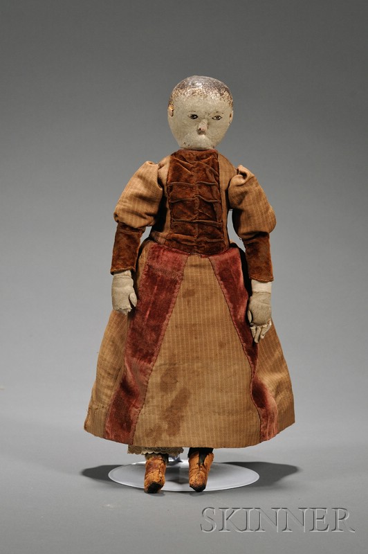 Appraisal: Painted Kid Leather Lady Doll late th century with kid