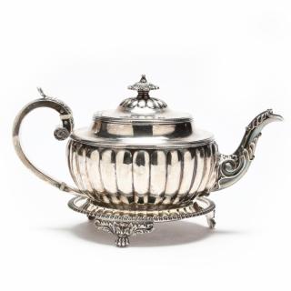 Appraisal: George III Silver Tea Pot by Bateman Family With Associated