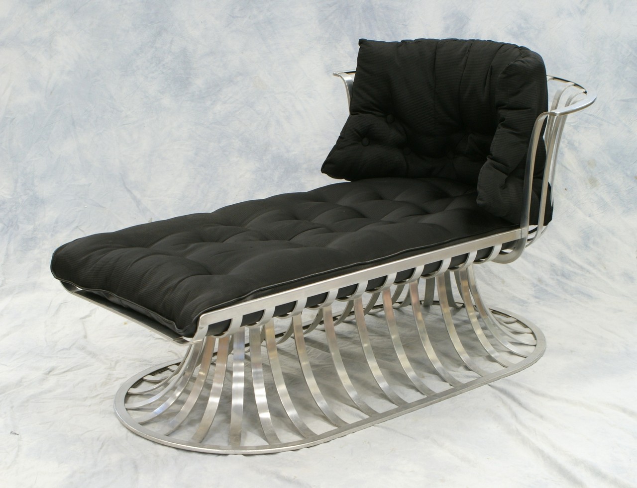 Appraisal: Chrome mid-century design chaise lounge unsigned l wide