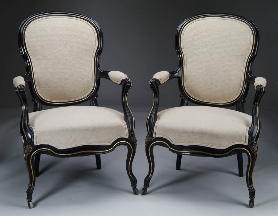 Appraisal: FINE PAIR OF HIGH STYLE VICTORIAN PARLOR CHAIRS ATTRIBUTED TO