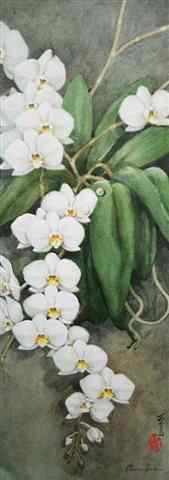 Appraisal: CHINESE SCHOOLWhite Orchids signed and dated ' watercolour x a