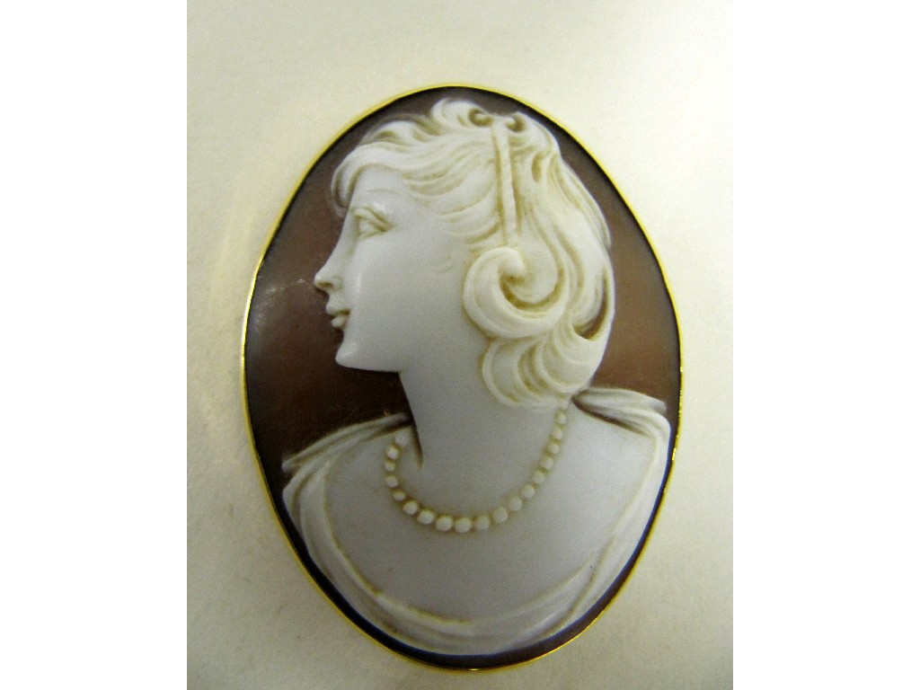 Appraisal: Eighteen carat gold mounted cameo brooch pendant