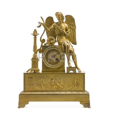 Appraisal: EMPIRE DORE BRONZE MANTEL CLOCK Cast with figure of Cupid