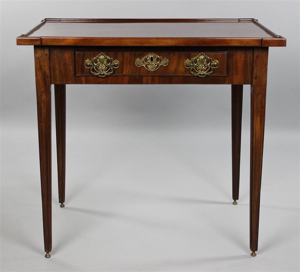 Appraisal: DUTCH NEOCLASSICAL MAHOGANY SIDE TABLE the rectangular top with raised