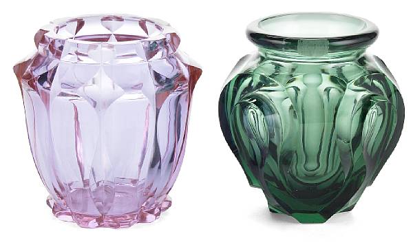 Appraisal: Two Moser glass vases one signed height in