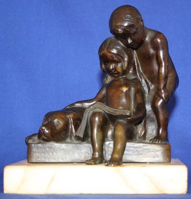 Appraisal: LORENZL Josef Austrian - Figural Grouping with Dog and Children