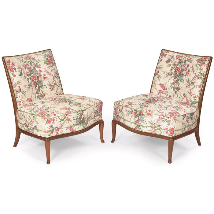 Appraisal: T H Robsjohn-Gibbings Slipper chairs pair by Widdicomb s rounded