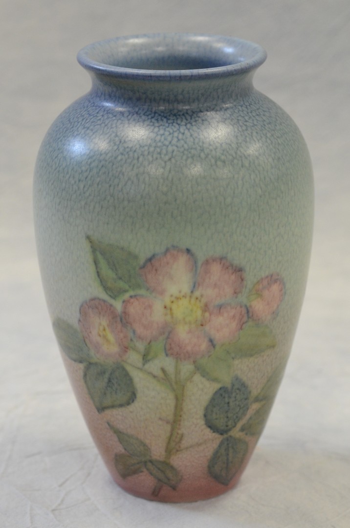 Appraisal: Rookwood Pottery vellum floral vase cherry blossom design by Kataro