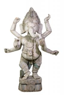 Appraisal: A VERY LARGE WOOD CARVING OF THE GOD GANESHA Modeled