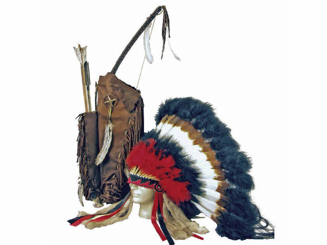 Appraisal: Super Anadarko Chief's Headdress with bow quiver arrows by Native