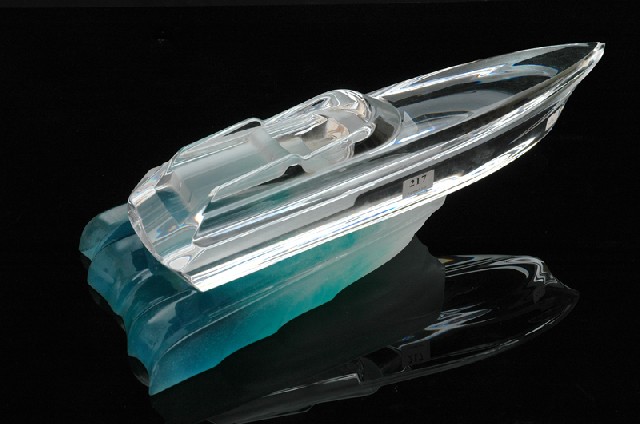 Appraisal: A DAUM GLASS MODEL OF A BOAT Circa Moulded in