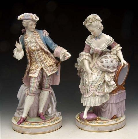 Appraisal: A PAIR OF LARGE CONTINENTAL PROBABLY GERMAN PORCELAIN FIGURES of