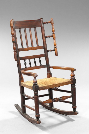 Appraisal: English Oak Rocker late th century the back with vertical