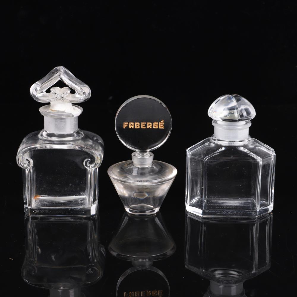 Appraisal: Three Art Deco Baccarat Faberge French crystal perfume bottles two