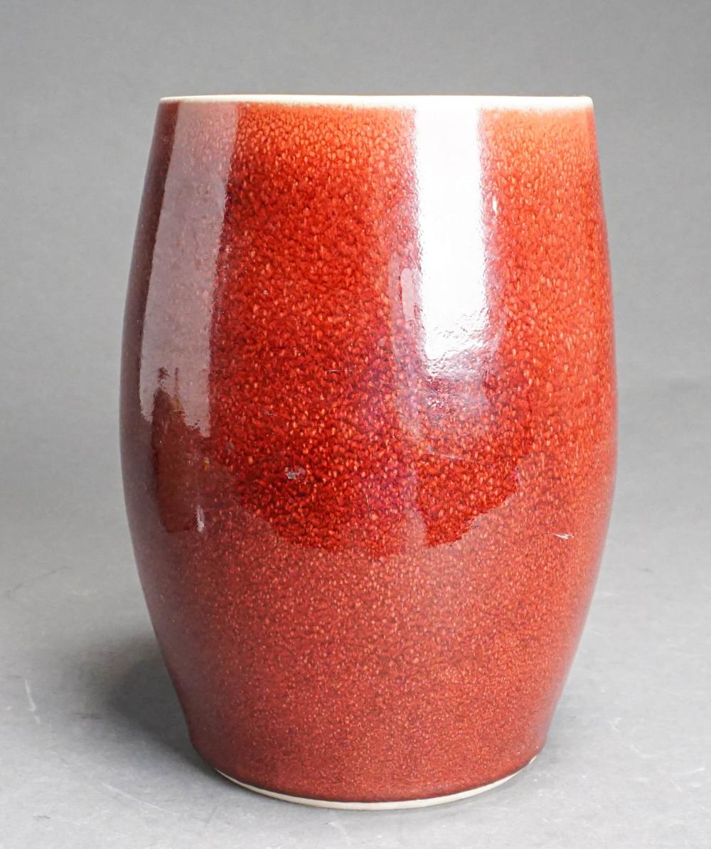 Appraisal: BRITISH ARTS AND CRAFTS STYLE OXBLOOD VASE H IN CM