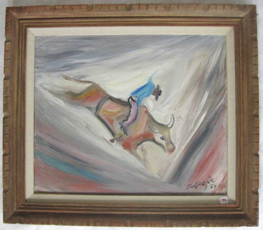 Appraisal: TED DE GRAZIA OIL ON CANVAS Arizona - Bull rider