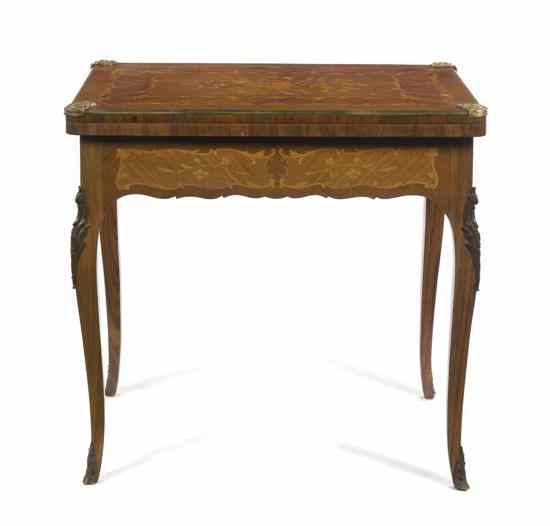 Appraisal: A Continental Marquetry Gilt Metal Mounted Games Table having a