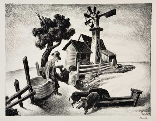 Appraisal: THOMAS HART BENTON Homestead Lithograph x mm x inches full