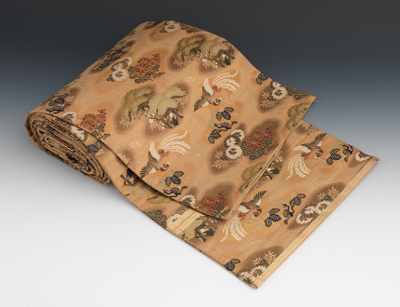 Appraisal: A Japanese Damask Obi Double sided damask fabric with overall