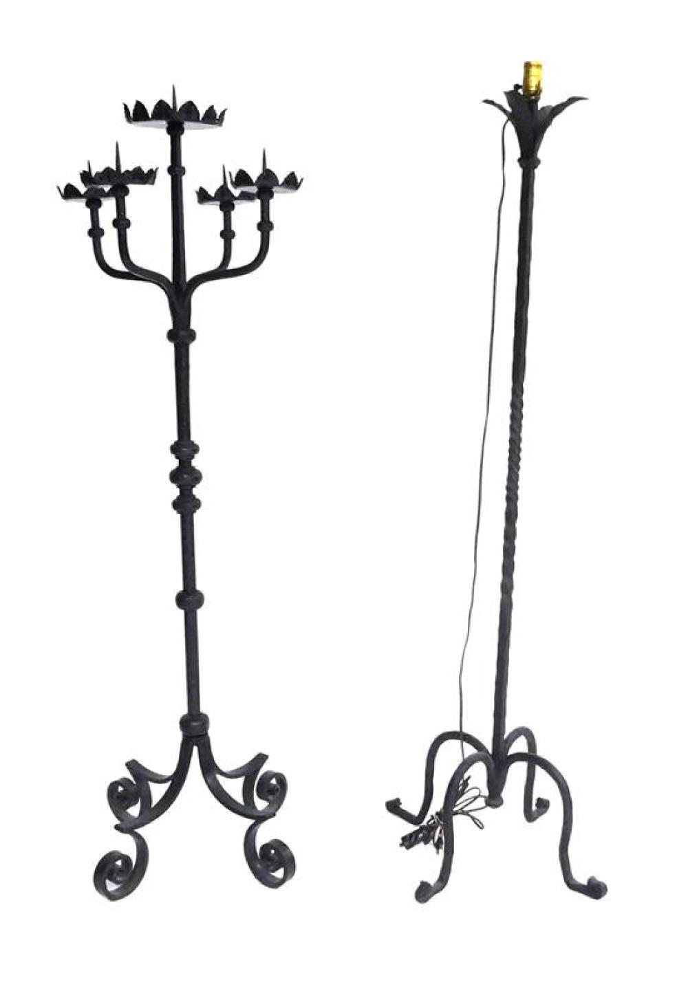 Appraisal: Two pieces of decorative lighting including a five-light candelabra floor