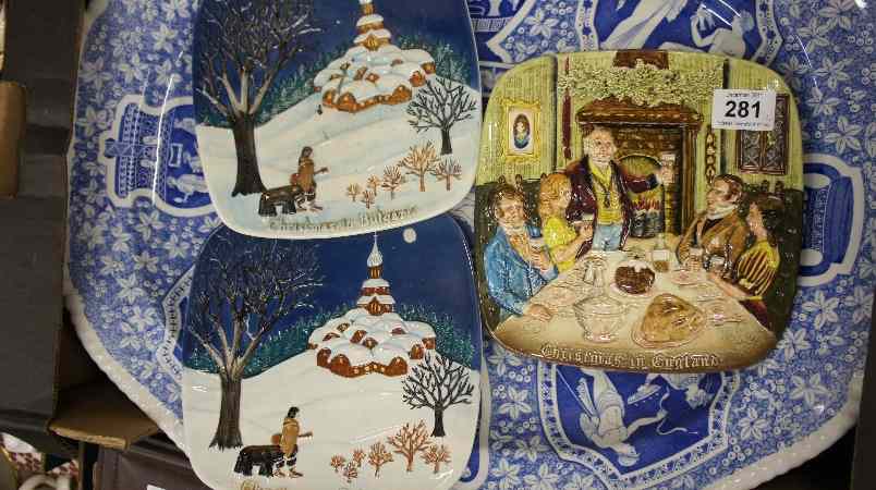 Appraisal: Beswick Embrossed Christmas Plates Christmas in Bulgaria x and Christmas