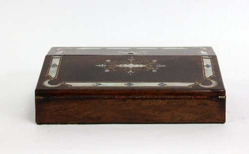 Appraisal: An early th Century rosewood and inlaid writing slope the