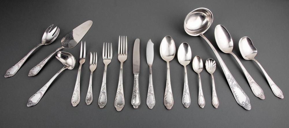 Appraisal: Antique German Silverplate Flatware Service late th c marked SILBER