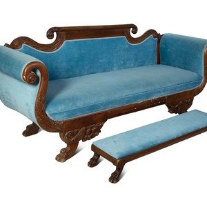 Appraisal: An American Empire Carved Walnut Sofa CIRCA upholstered in velvet