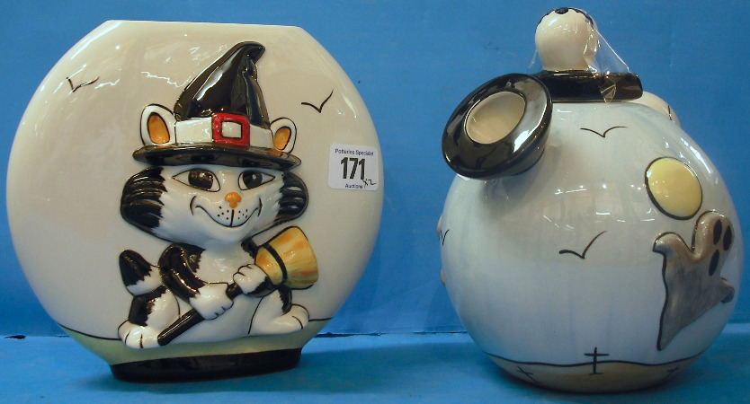 Appraisal: Lorna Bailey Halloween Cat vase height cm and Ghost Teapot