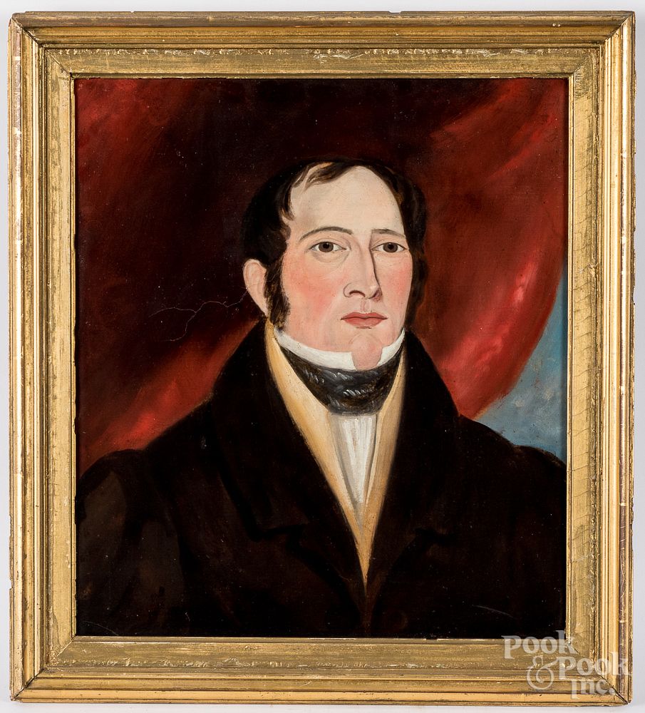 Appraisal: American oil on canvas portrait of a gentleman American oil