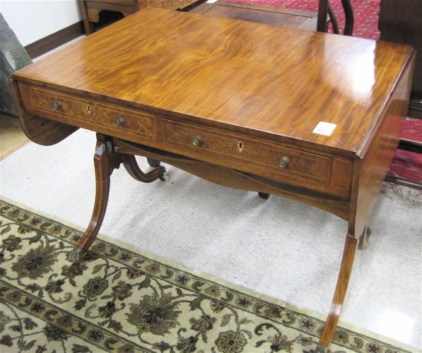 Appraisal: FEDERAL STYLE MAHOGANY DROP-LEAF SOFA TABLE American th century having