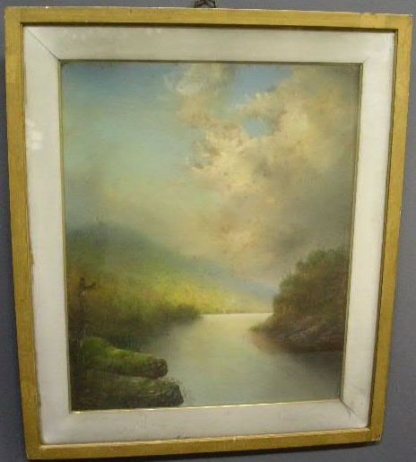 Appraisal: Large pastel of a lake signed B Wellnert x