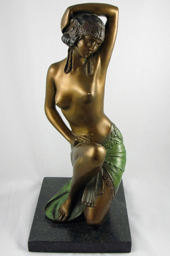 Appraisal: BRONZE FIGURE of a partially nude female in Art Deco