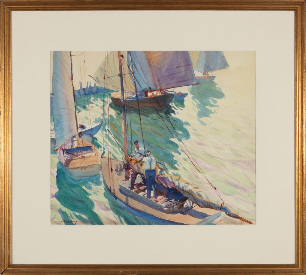 Appraisal: John Whorf American Massachusetts - Sail Boats Fleet of Sail