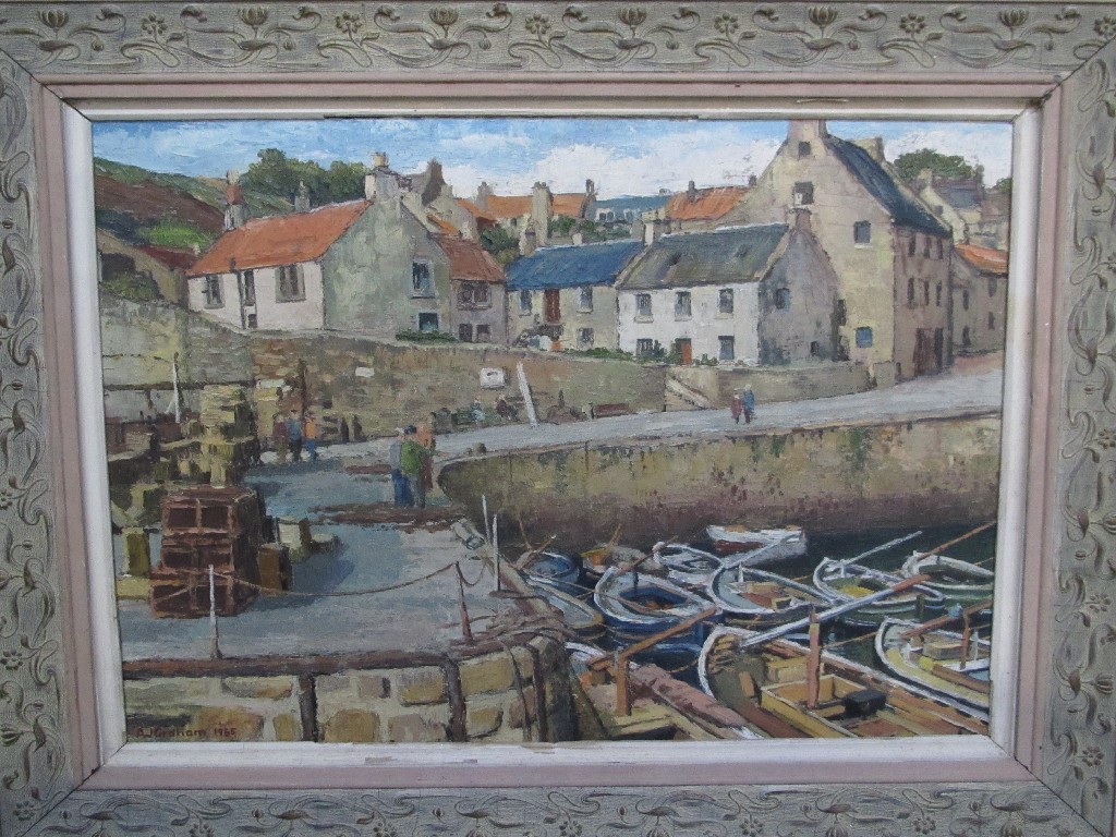 Appraisal: A J GRAHAM Oil on board East Coast Harbour scene