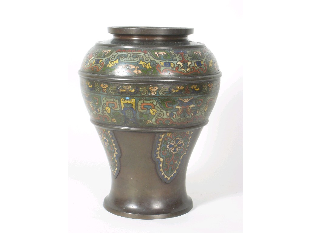 Appraisal: A Chinese bronze Vase of baluster form cloisonne decoration with