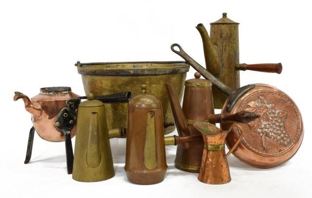 Appraisal: lot of Continental copper and brass kitchen items various chocolate