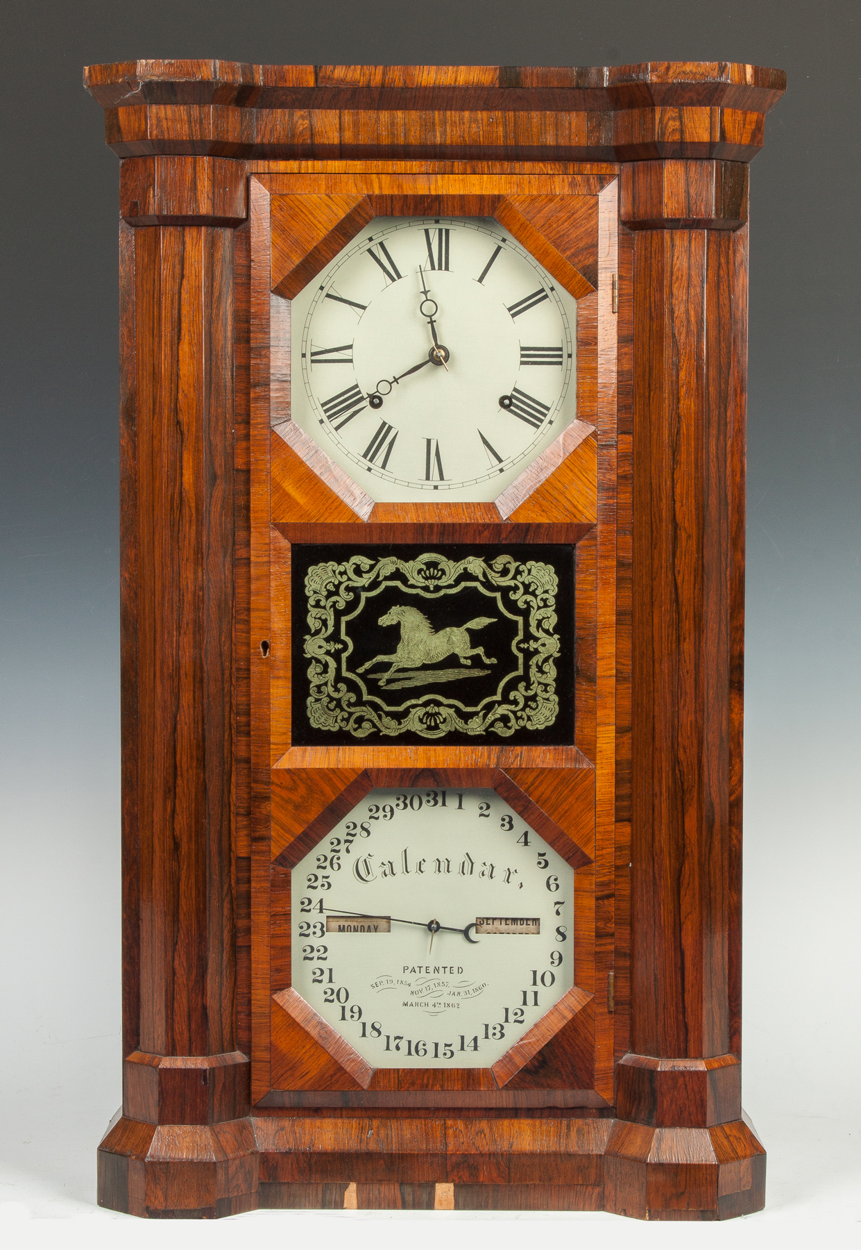 Appraisal: Seth Thomas Parlor Calendar Shelf Clock Rosewood case minor chips