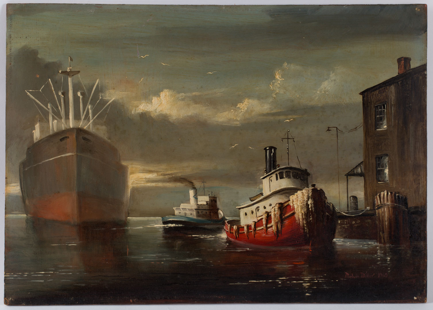 Appraisal: Melvin Miller Baltimore Tugs oil on masonite Melvin Orville Miller