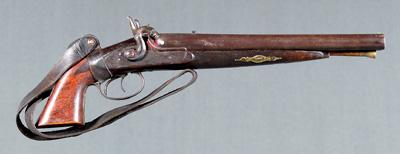 Appraisal: Gambler s percussion shotgun - in double barrels rabbit ears