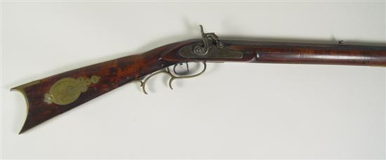 Appraisal: Full Stock Percussion Kentucky Rifle In approximately caliber Brass furniture