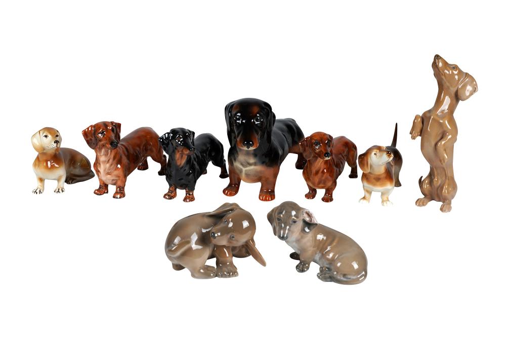 Appraisal: NINE PORCELAIN DOGScomprising one BG one Beswick two Royal Copenhagen