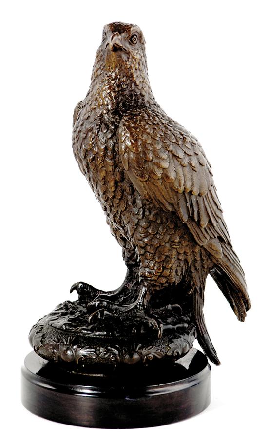 Appraisal: Continental school th century FALCON bronze with dark brown patina