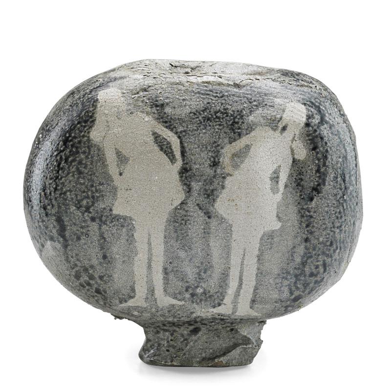 Appraisal: PAUL SOLDNER Small raku-fired vessel Condition Report A few minor