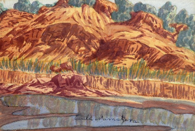 Appraisal: Ewald Namatjira - Hills with Billabong watercolour on paper signed